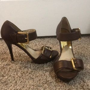 Michael Kors brown leather stiletto heels